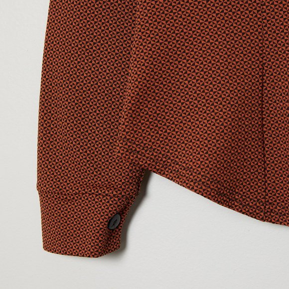 Vtg 70s Rust Geometric Print Knit Top S - Picture 7 of 9